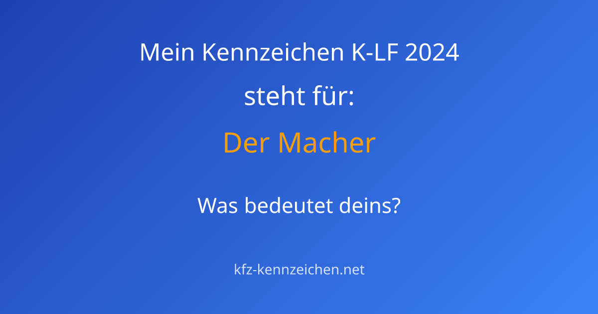 Numerologie-Analyse für Kennzeichen K-LF 2024