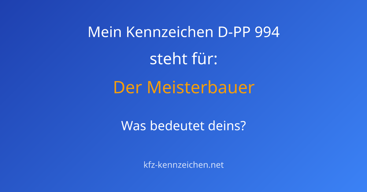 Numerologie-Analyse für Kennzeichen D-PP 994