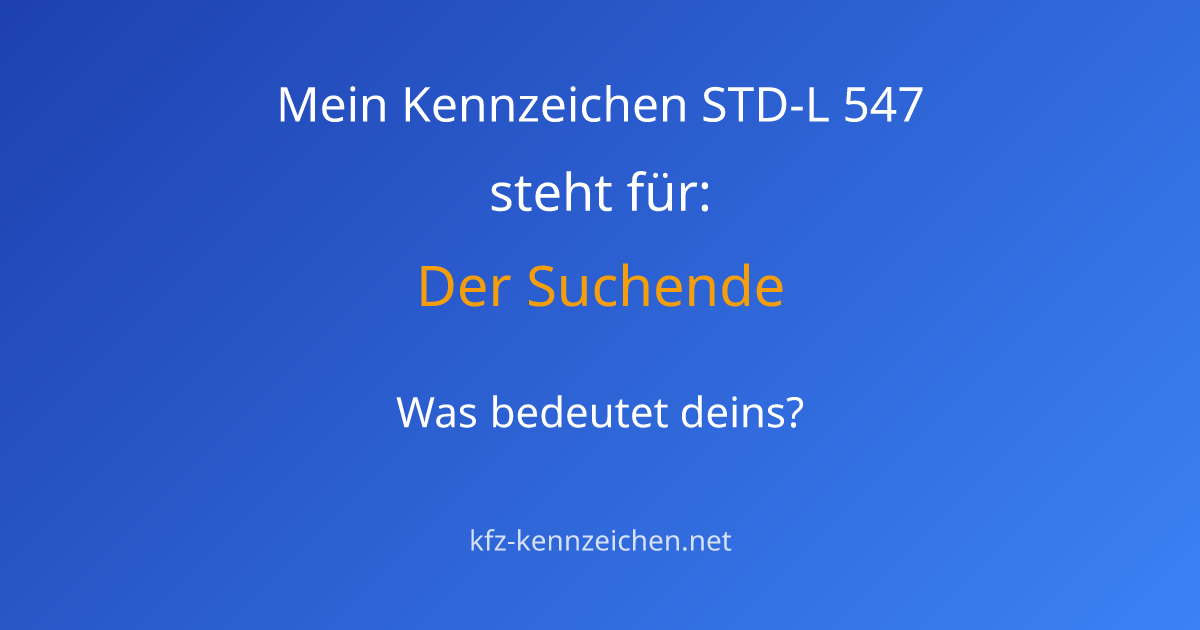 Numerologie-Analyse für Kennzeichen STD-L 547